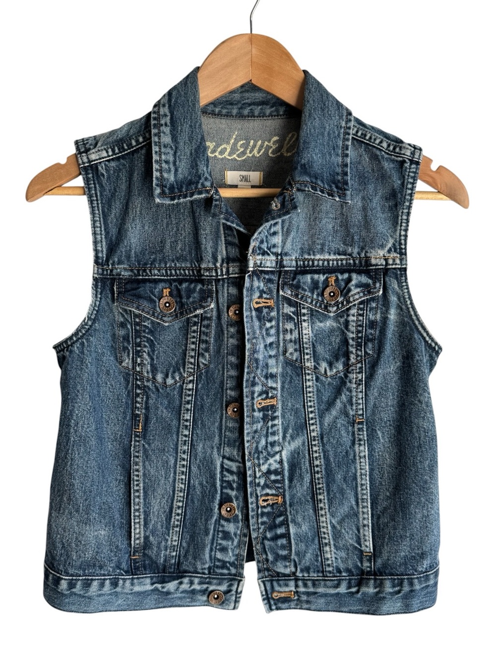 Madewell Denim Trucker Vest Womens Small Blue Sleeveless Jean Jacket Classic